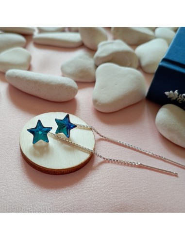 Cercei Argint Stelute Blue Sky