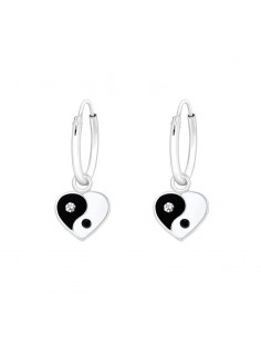Cercei Argint Inima Yin Yang