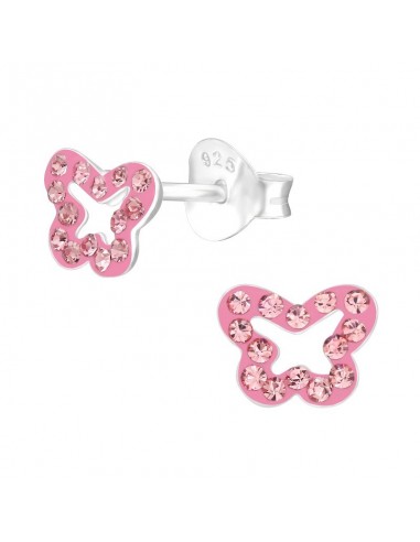 Cercei Fluturasi Cristale Roz din...