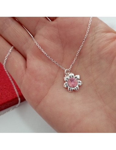 Lantisor Pandantiv Argint Floare Roz