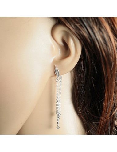Cercei Lungi Argint Frunza cu Lant si...