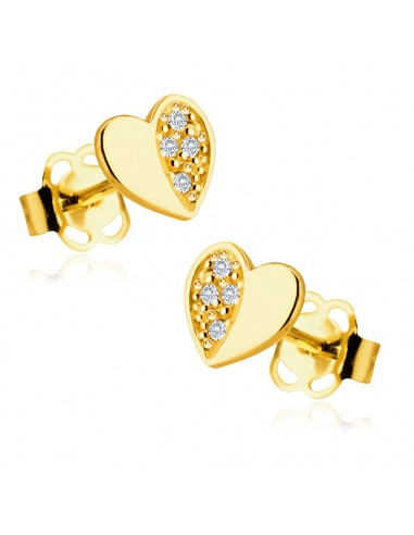 Cercei Aur 14 k Inima cu Diamante