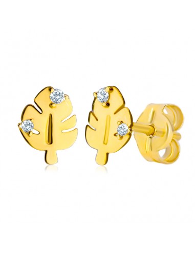 Cercei Aur 14k Frunza cu Pietre