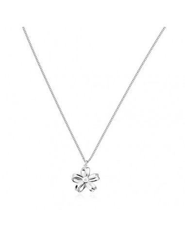 Colier Argint Floare cu Diamant