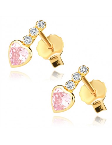 Cercei Aur 14k Inimioare Roz