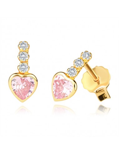 Cercei Aur 14k Inimioare Roz