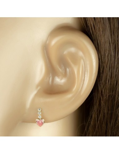 Cercei Aur 14k Inimioare Roz