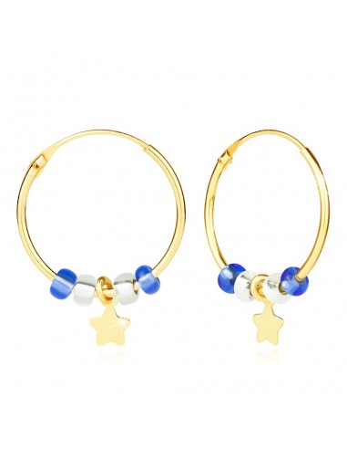 Cercei Aur 9k Stea si Cristale Albastre