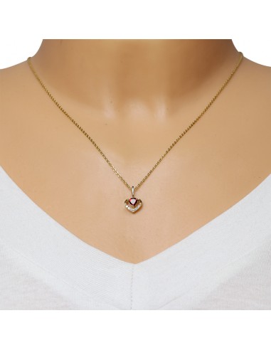 Pandantiv Aur 9k Inima cu Rubin Rosu