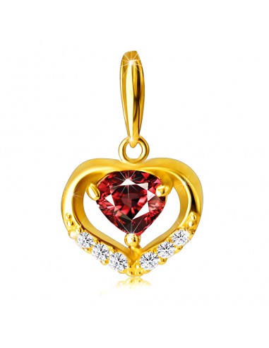 Pandantiv Aur 9k Inima cu Rubin Rosu