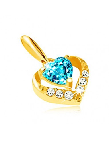 Pandantiv Aur 9k Inima Topaz Albastru