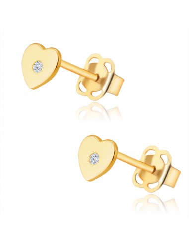 Cercei Aur 14 k Inima cu Diamant