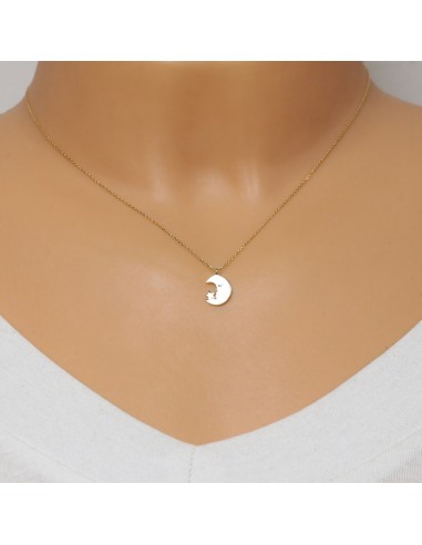 Colier Aur 14K Luna cu Diamant si Stea