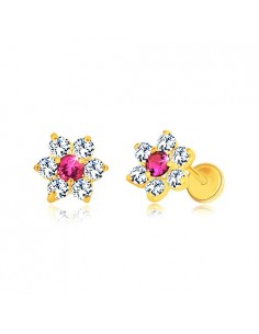 Cercei Aur 14 K Floare... 2