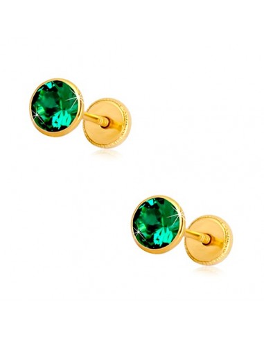 Cercei Aur 14 K Zirconiu Verde Smarald