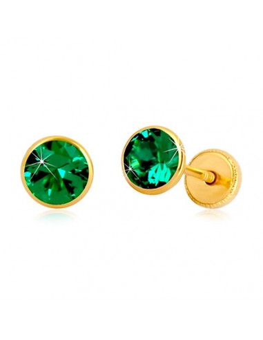 Cercei Aur 14 K Zirconiu Verde Smarald
