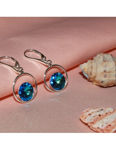Cercei din argint cristal albastru marin Cercei din argint cristal albastru marin