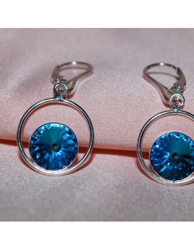 Cercei din argint cristal albastru marin Cercei din argint cristal albastru marin