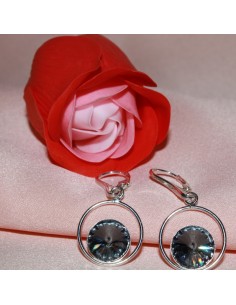 Cercei argint cristal gri