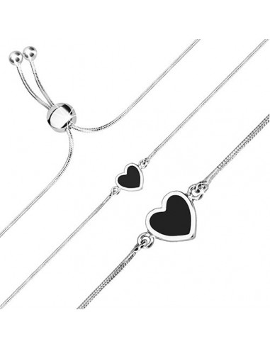 Bratara Argint 925 Inimioara neagra