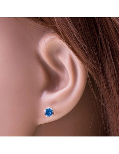 Cercei Aur 14K zirconiu albastru 5 mm