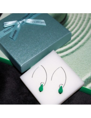 Cercei Argint 925 Picatura Verde Smarald