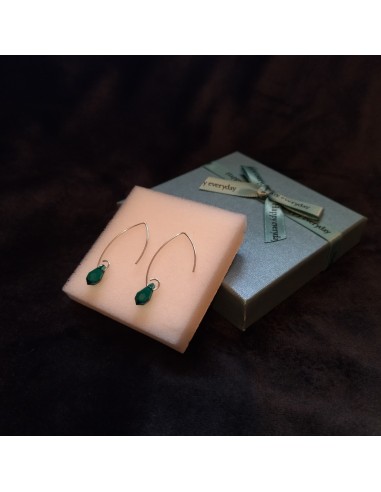 Cercei Argint 925 Picatura Verde Smarald