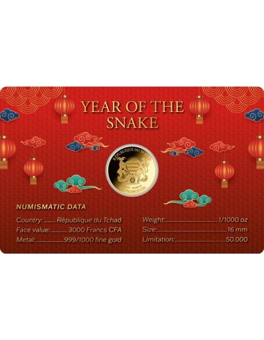 Moneda din Aur 24k Anul Sarpelui -...